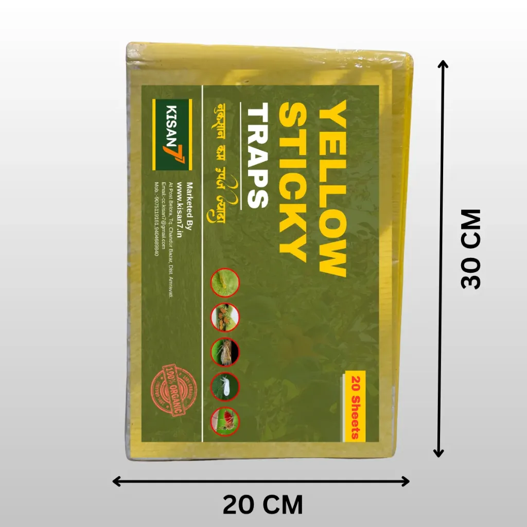 [Pack of 6]Yellow Sticky Traps (Pack of 20) – 30x20 CM Large Size | Thrips, Aphids, Whitefly & Mosquito Trap for Farming
