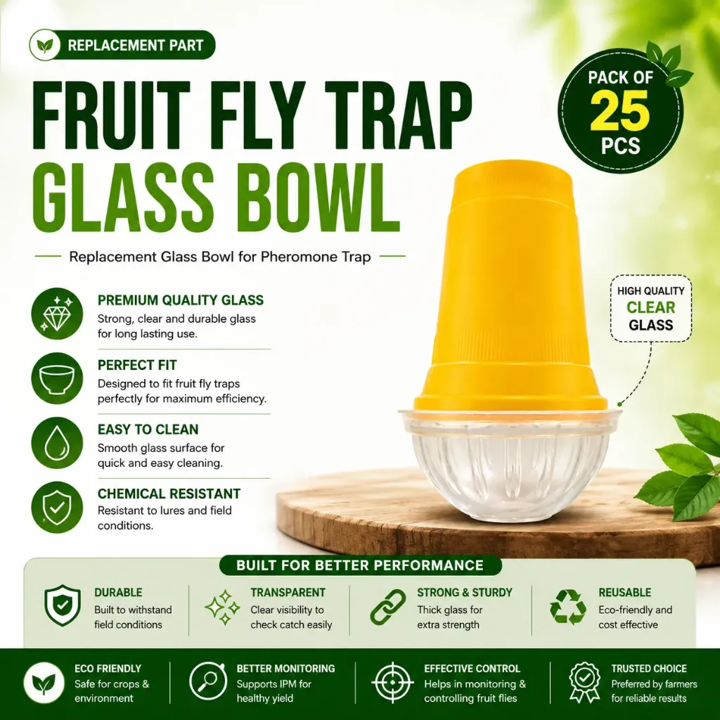 (ONLY GLASS) Fruit Fly Trap Replacement Glass Bowl | Clear Transparent Bowl for IPM Pheromone Trap (85%Cash on Delivery + 15% Advance)