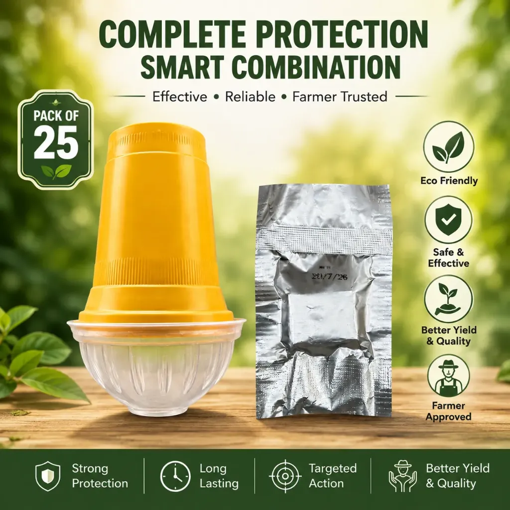 [Pack of 25]-Fruit Fly Trap with Pheromone Lure for Orange,Mango, Guava, Papaya & Fruit Crops